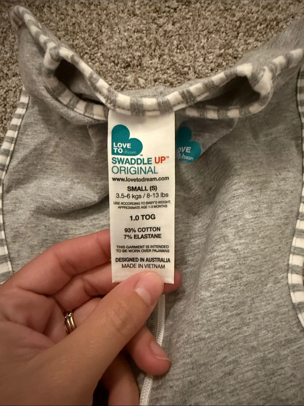 Love To Dream Swaddle UP Adaptive Original Swaddle Gray Small